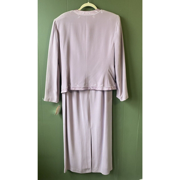 ADRIANNA PAPELL Maxi Skirt Suit Size 14 100% SILK New Vintage Purple Embroidered - Picture 3 of 16